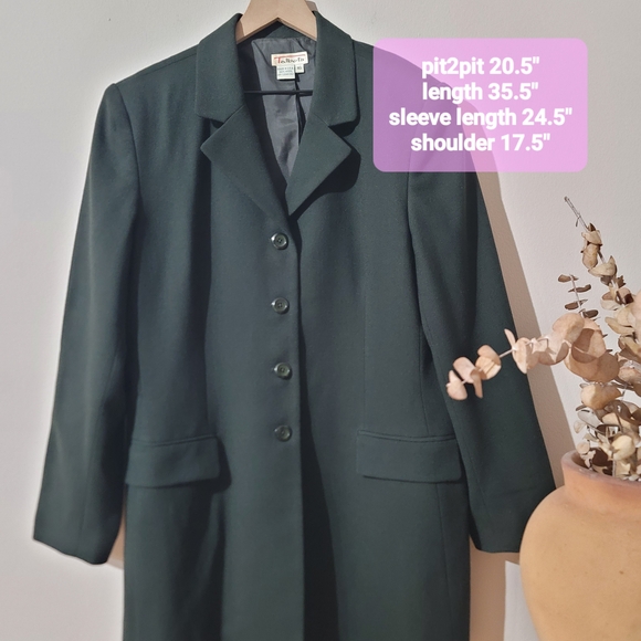 Talbots Forest Green Wool Longline Blazer Coat Quiet Luxury Dark Academia Sz 16 - Picture 4 of 8